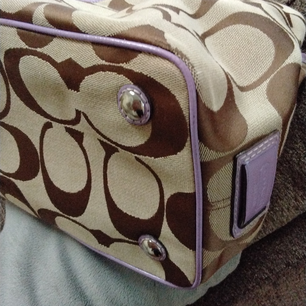 💜COACH Monogram/Leather Shoulder bag💜 EUC - Picture 6 of 12